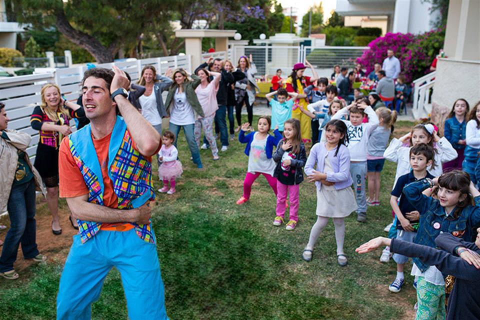 Dancing in the Garden at a childrens party Athens